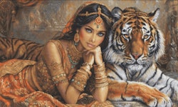 Broderikit Tavla Den indiska prinsessan och den kungliga tigern