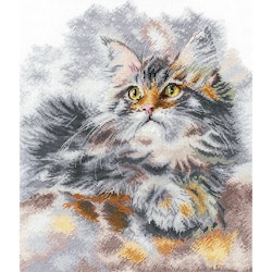Broderikit Tavla Smoky - Grå katt