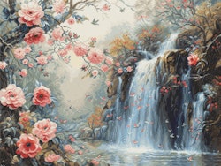 Broderikit Tavla Petit Point Crystalline Waterfall - Kristallint vattenfall