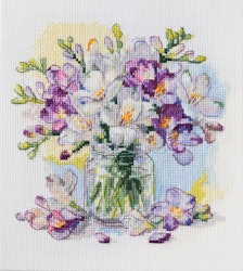 Broderikit Tavla Bukett av vårblommor