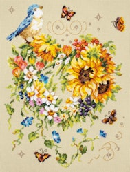 Broderikit Tavla Inspiration of your heart - Blommor Hjärta Fågel