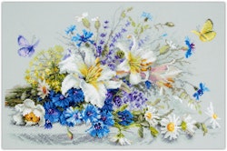 Broderikit Tavla Lilies and Cornflowers - Liljor och Blåklint