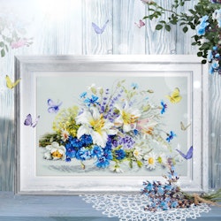 Broderikit Tavla Lilies and Cornflowers - Liljor och Blåklint