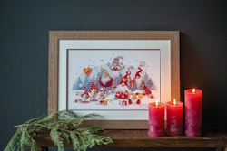Broderikit Tavla Christmas meeting - Tomtar på möte