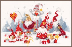 Broderikit Tavla Christmas meeting - Tomtar på möte