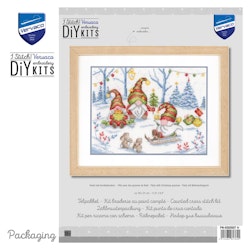 Broderikit Tavla Party with Christmas gnomes - Fest med tomtar