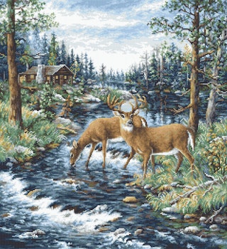 Broderikit Tavla Hjort vid bäcken