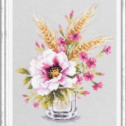 Broderikit Tavla vallmo Blommor Bukett