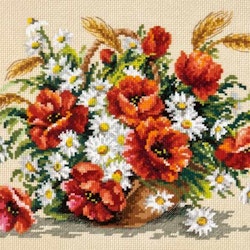 Broderikit Tavla Bukett Vildblommor Vallmo Prästkragar