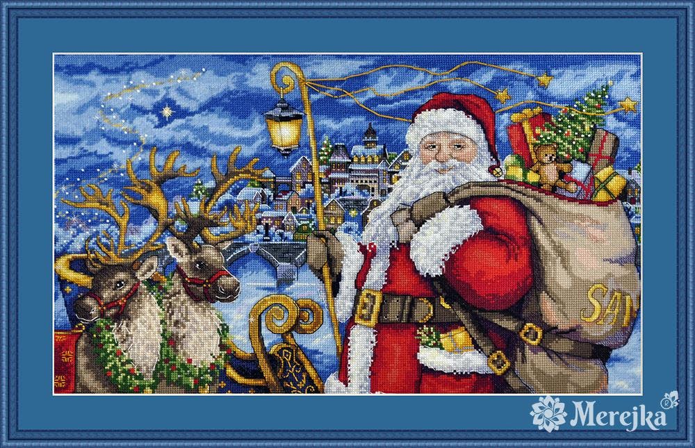 Broderikit Tavla Magisk resa Santa renar Jul brodera korsstygn