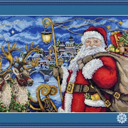 Broderikit Tavla Magisk resa Santa renar Jul brodera korsstygn