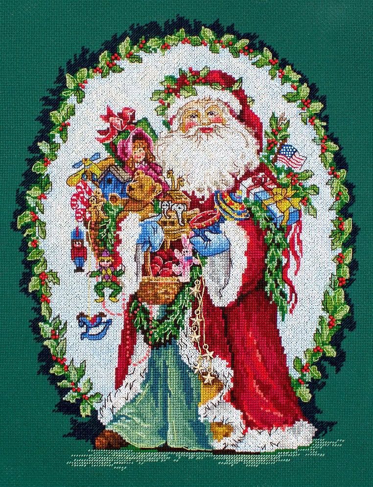 Broderikit Tavla Vintage Santa Jolly Saint Nick Jul korsstygn