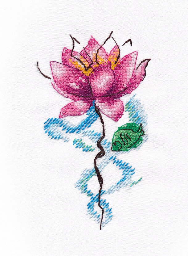 Broderikit Embroidery Lotus Vattenlöslig aida