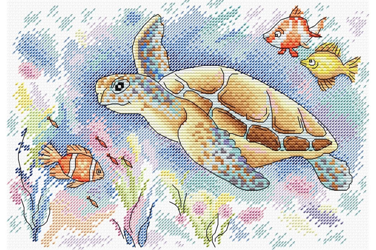 Broderikit Tavla Havets färger Sköldpadda