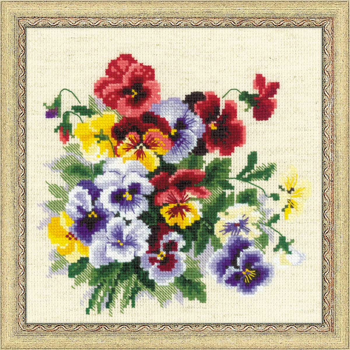 Broderikit Tavla Blommor Pansy Medley  Pensé