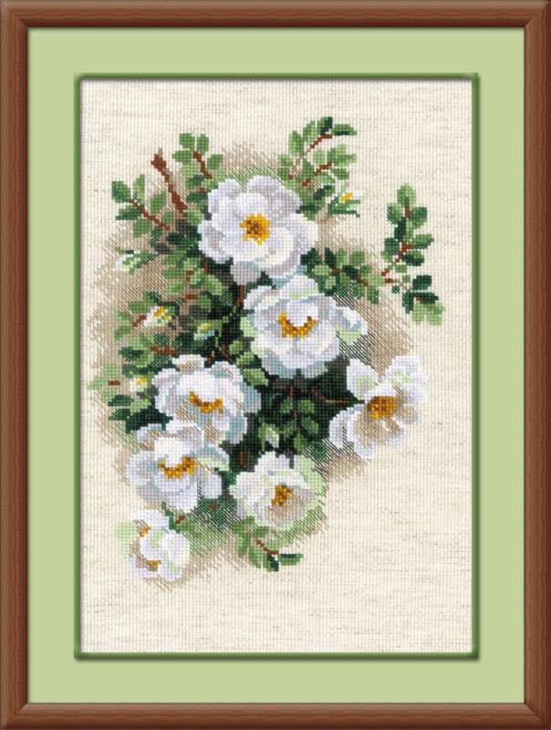 Broderikit Korsstygn Tavla Nyponblommor