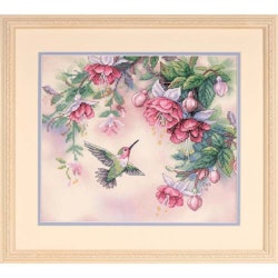 Broderikit Tavla Hummingbird & Fuchsias Kolibri Stamped Cross Stitch Kit