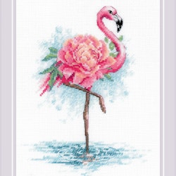 Broderikit Tavla Blooming Flamingo Blommande Flamingo
