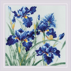 Broderikit Tavla Blue Irises Blåa Irisar