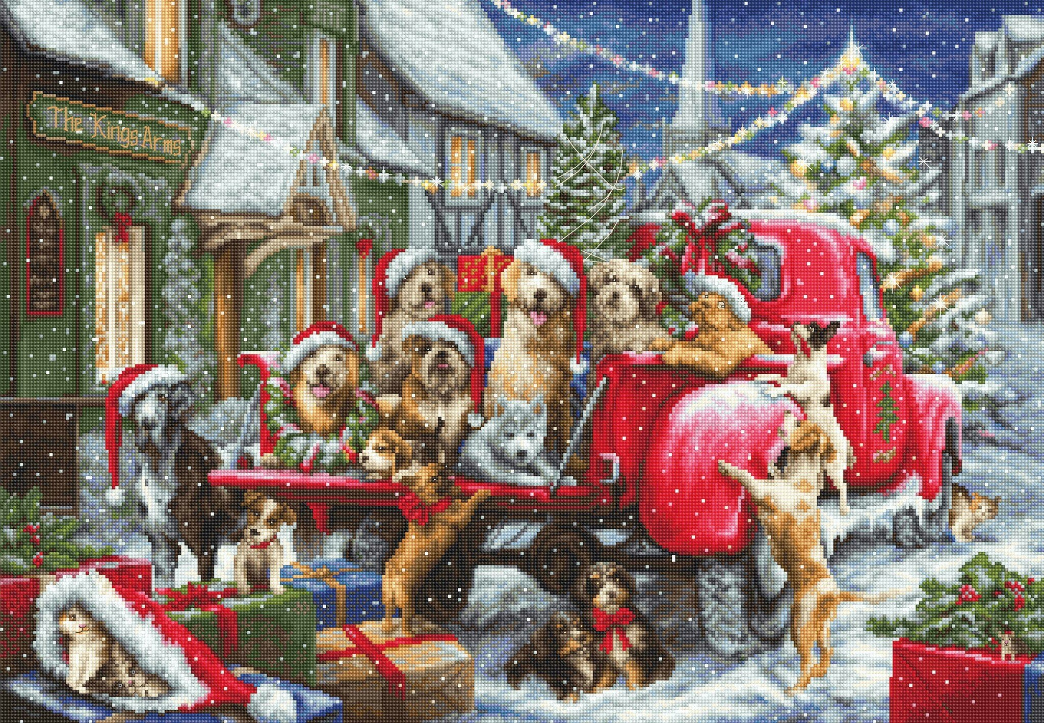 Broderikit Tavla Puppies Christmas Hundarnas Jul