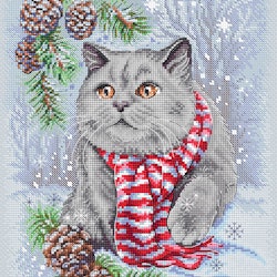 Broderikit Tavla Winter Cat Vinter Katt