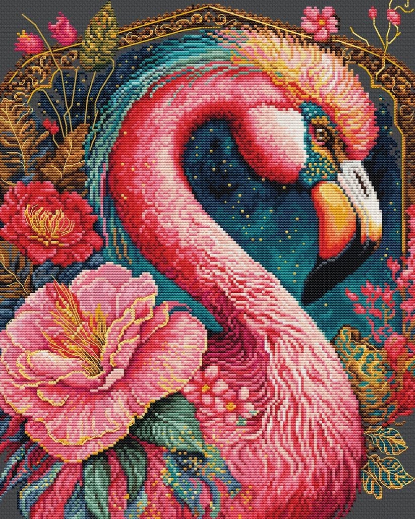Broderikit Tavla Fantastisk flamingo