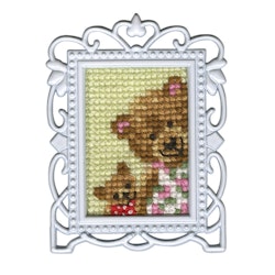 Broderikit Miniatur broderi med ram Nallar