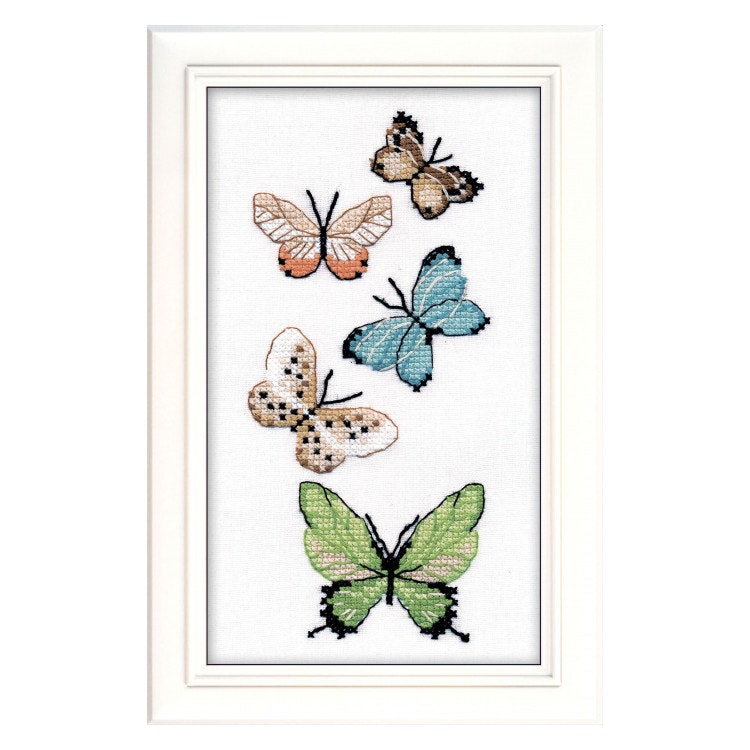 Broderikit Embroidery Fjärilar Vattenlöslig aida