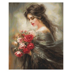 Broderikit Tavla Serene Beauty Skönhet med en bukett rosor