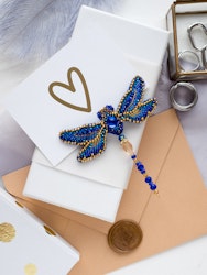 Broderikit med pärlor dekoration på naturlig konstnärlig duk "Dragonfly"