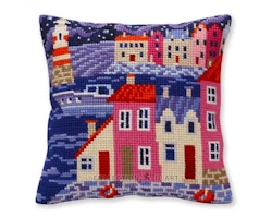 Broderikit Kudde Natt i hamnen 2