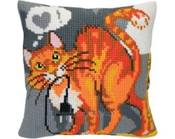Broderikit Kudde Roliga Katter - Slug katt