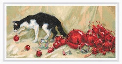 Broderikit Tavla Katt och Julkulor