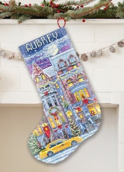 Broderikit Julstrumpa Winter Townhouse