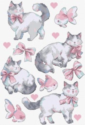 Broderikit Tavla Pink Dreams Kattsampler Katter