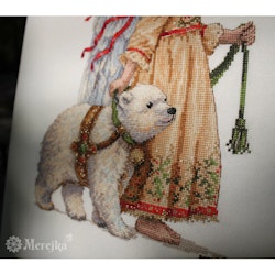 Broderikit Tavla Midvinter - Ängel med liten vitbjörn (aida)