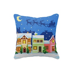 Broderikit Kudde Julstaden