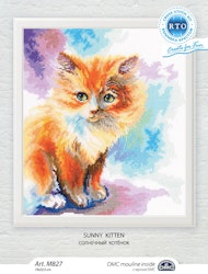 Broderikit Tavla Sunny Kitten - Kattunge i solstrålar