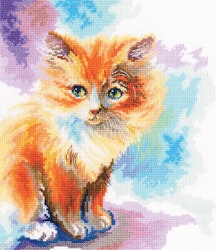 Broderikit Tavla Sunny Kitten - Kattunge i solstrålar
