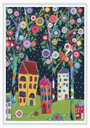 Broderikit Tavla Bloomy Trees -  Blommande träd