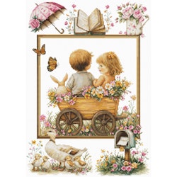 Broderikit Tavla Sampler The Adventures of The Little Ones - Barnens äventyr