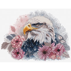 Broderikit Tavla Hunting Eagle - Jaktörn i blomster
