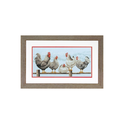 Broderikit Tavla Black & White hens - Svartvita höns