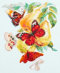 Broderikit Tavla Butterflies and Pears - Fjärilar och päron