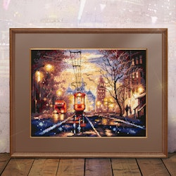Broderikit Tavla Night tram - Nattspårvagn