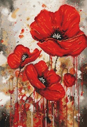Broderikit Tavla The Vibration of Poppies - Trio Vallmo 1