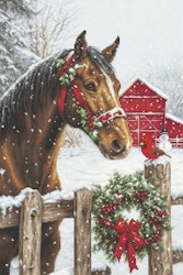 Broderikit Tavla Holiday Magic - Häst och Julkrans