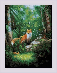 Broderikit Tavla Fox in the forest - Räv i sommarskogen