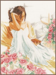 Broderikit Tavla Romance Moment of reading - Flicka med en bok