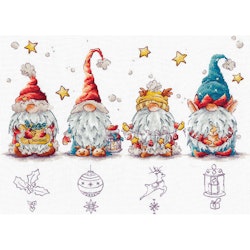Broderikit Tavla Christmas gnomes - Jultomtar